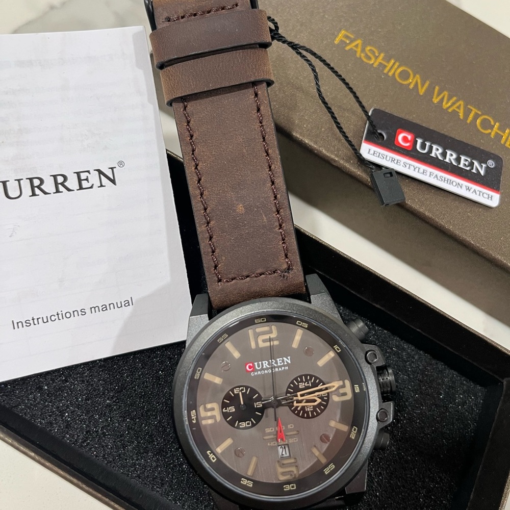 Curren Brown Leather Strap Watch